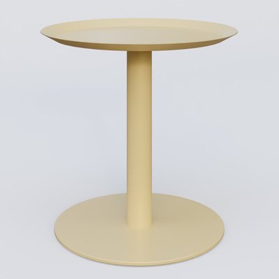 [Pas de famille] - [Pas de sous famille] - Table Basse Fashion Styl piètement colonne métalique. Plateau Jaune Cuivre (RAL 1002) et pietement Jaune Cuivre (RAL 1002).