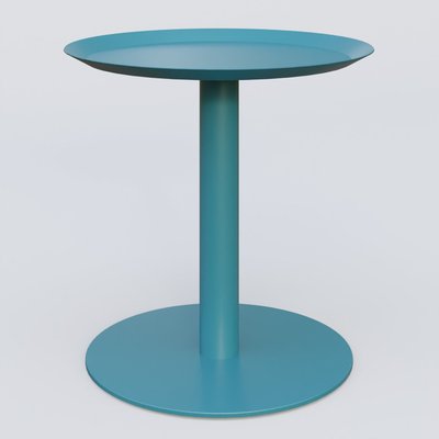 [Pas de famille] - [Pas de sous famille] - Table Basse Fashion Styl piètement colonne métalique. Plateau Bleu Petrole (RAL 5025) et pietement Bleu Petrole (RAL 5025).