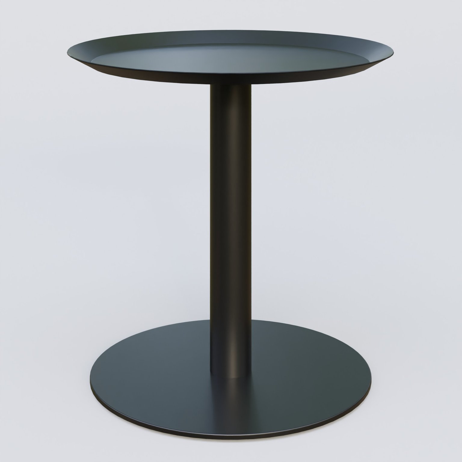 Table Basse Fashion Styl piètement colonne métalique. Plateau Noir (RAL 9005) et pietement Noir (RAL 9005).