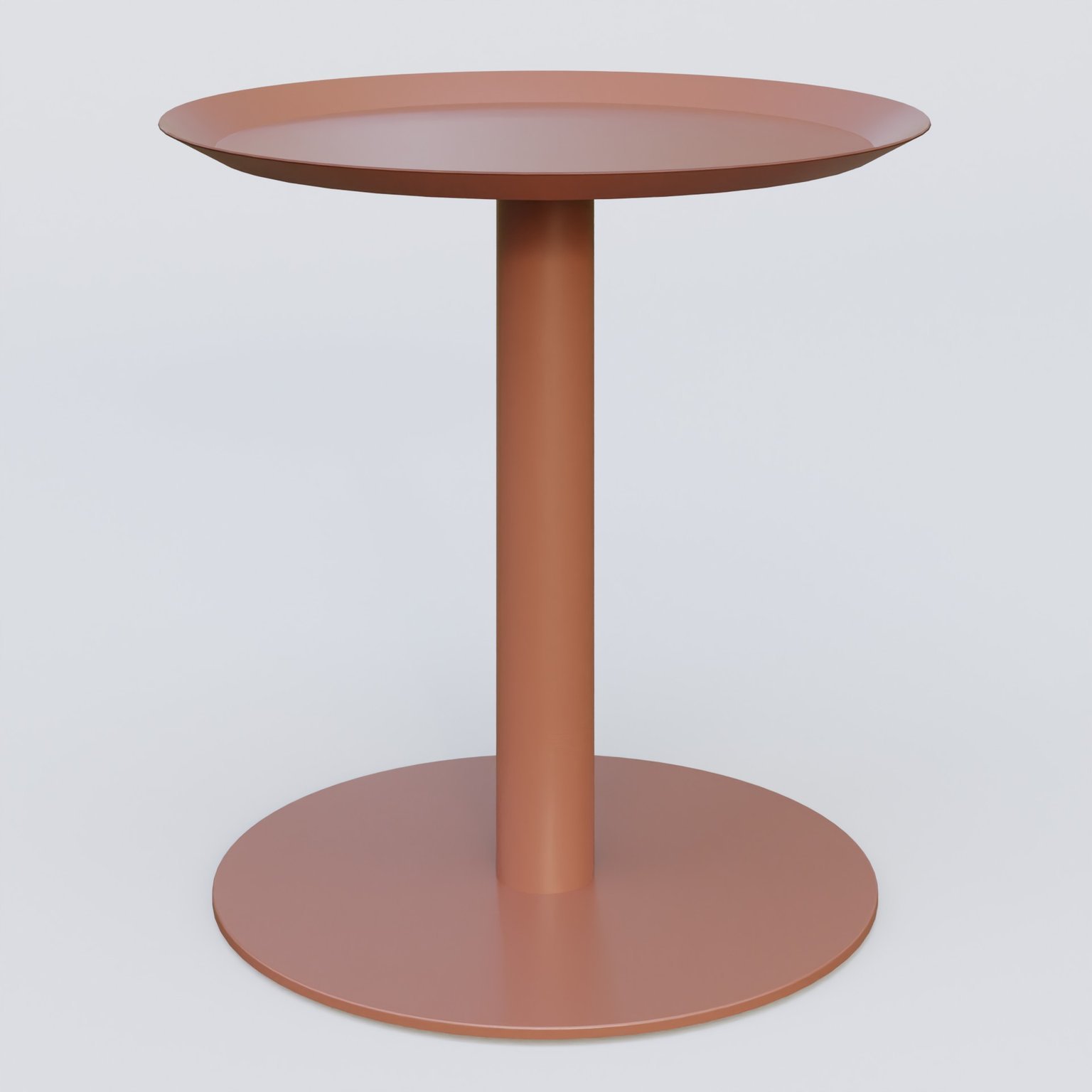 Table Basse Fashion Styl piètement colonne métalique. Plateau Brun cuivré (RAL 8004) et pietement Brun cuivré (RAL 8004).