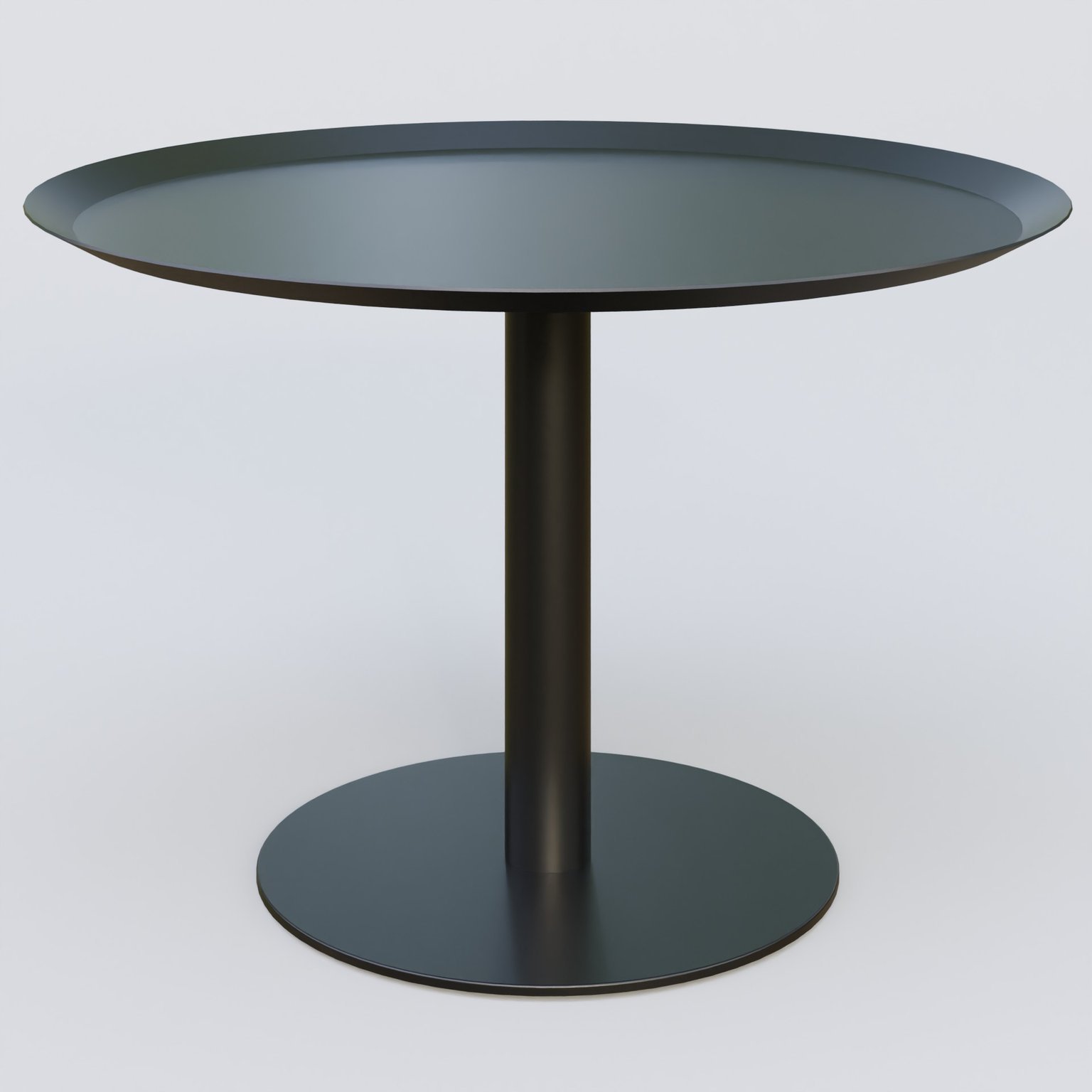 Table Basse Fashion Styl piètement colonne métalique. Plateau Noir (RAL 9005) et pietement Noir (RAL 9005).