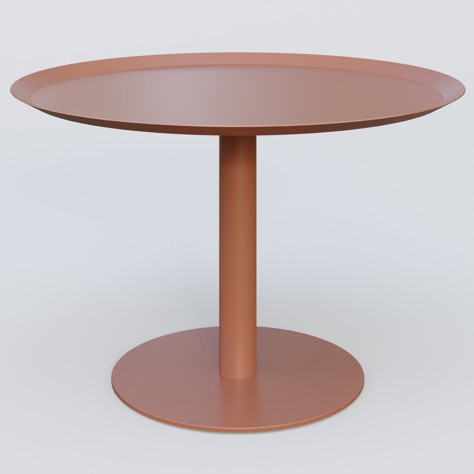 Table Basse Fashion Styl piètement colonne métalique. Plateau Brun cuivré (RAL 8004) et pietement Brun cuivré (RAL 8004).
