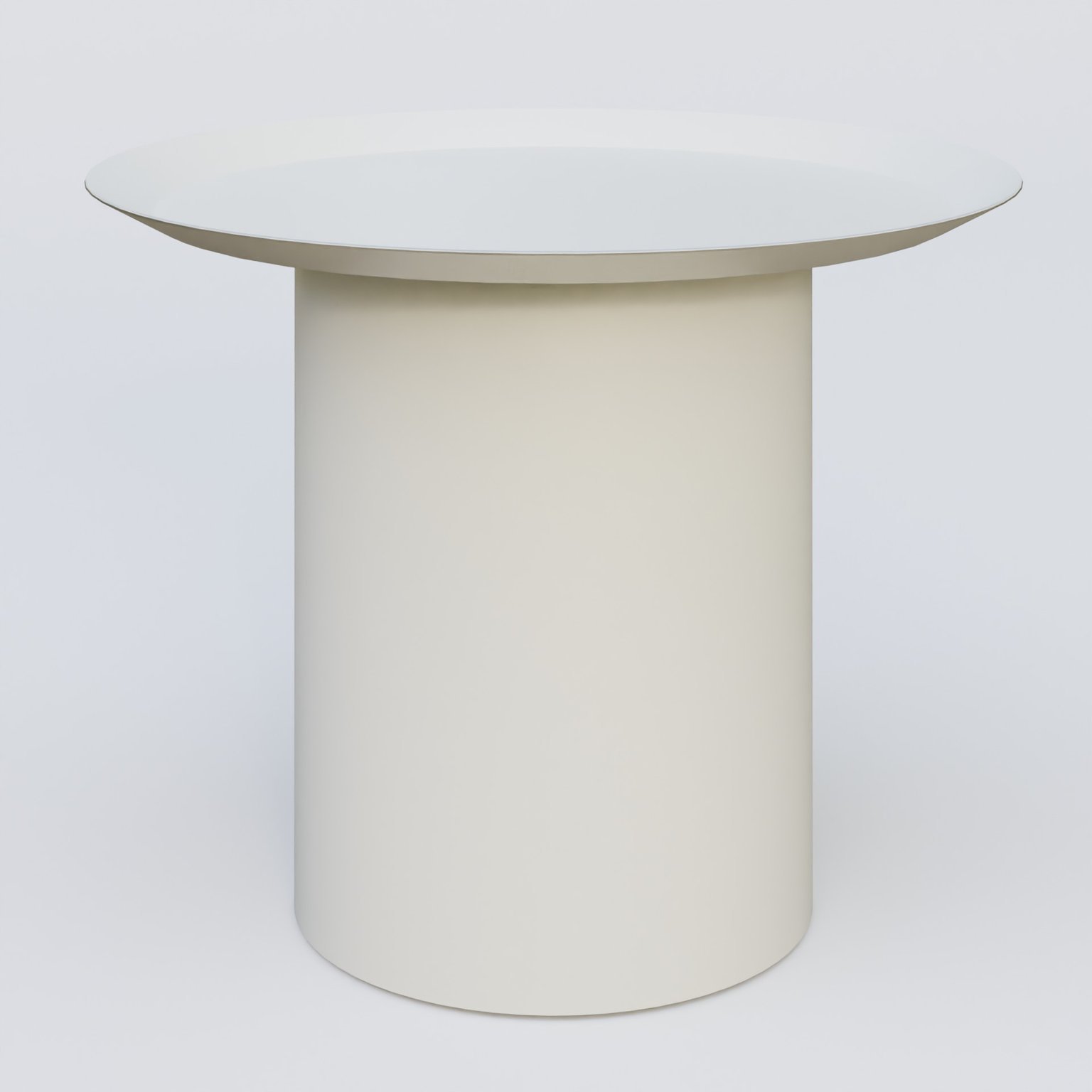 Table Basse Fashion Styl piètement colonne métalique D-26 cm. Plateau Blanc (RAL 9010) et pietement Blanc (RAL 9010).
