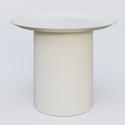 [Pas de famille] - [Pas de sous famille] - Table Basse Fashion Styl piètement colonne métalique D-26 cm. Plateau Blanc (RAL 9010) et pietement Blanc (RAL 9010).