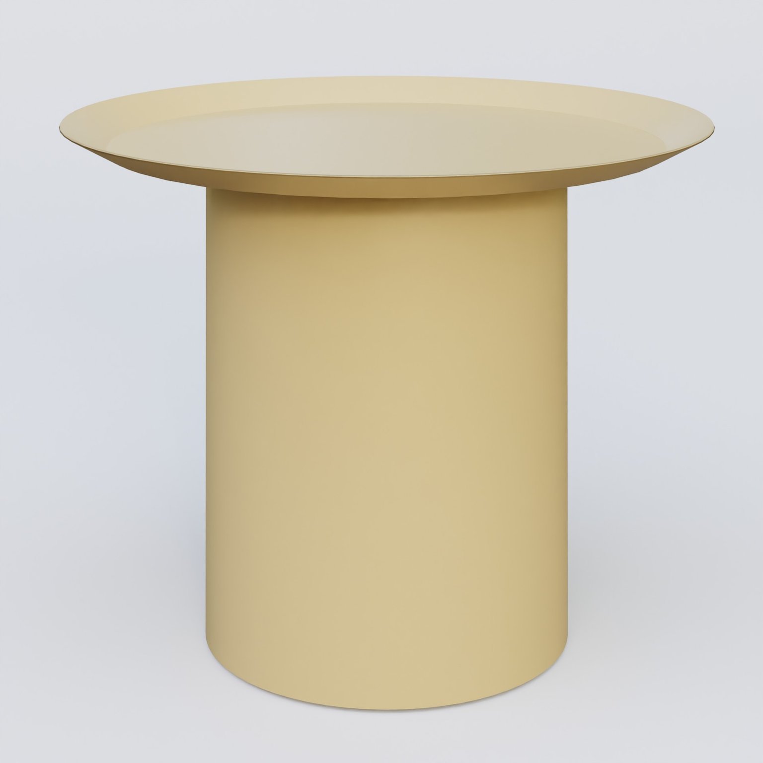 Table Basse Fashon Styl piètement colonne métalique D-26 cm. Plateau Jaune Cuivre (RAL 1002) et pietement Jaune Cuivre (RAL 1002).