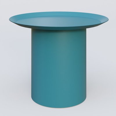 [Pas de famille] - [Pas de sous famille] - Table Basse Fashon Styl piètement colonne métalique D-26 cm. Plateau Bleu Petrole (RAL 5025) et pietement Bleu Petrole (RAL 5025).