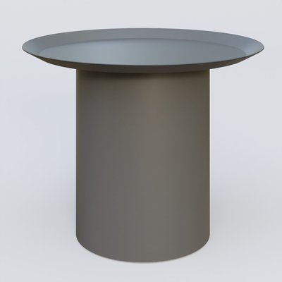 [Pas de famille] - [Pas de sous famille] - Table Basse Fashion Styl piètement colonne métalique D-26 cm. Plateau Carbon Grey et pietement Carbon Grey.