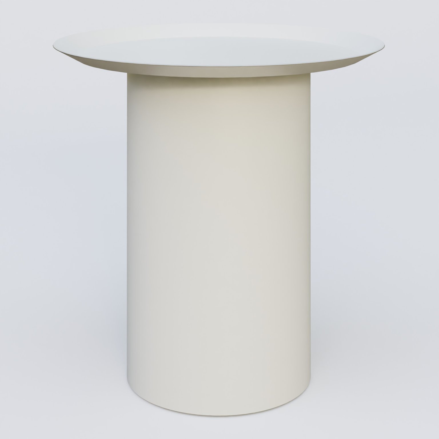 Table Basse Fashion Styl piètement colonne métalique D-26 cm. Plateau Blanc (RAL 9010) et pietement Blanc (RAL 9010).