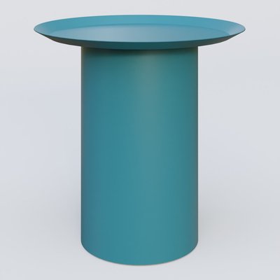 [Pas de famille] - [Pas de sous famille] - Table Basse Fashon Styl piètement colonne métalique D-26 cm. Plateau Bleu Petrole (RAL 5025) et pietement Bleu Petrole (RAL 5025).