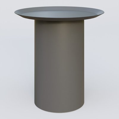 [Pas de famille] - [Pas de sous famille] - Table Basse Fashion Styl piètement colonne métalique D-26 cm. Plateau Carbon Grey et pietement Carbon Grey.