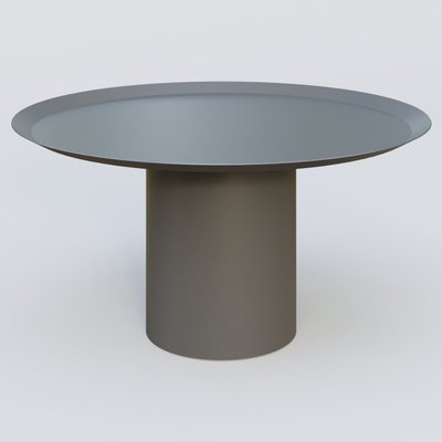 [Pas de famille] - [Pas de sous famille] - Table Basse Fashion Styl piètement colonne métalique D-26 cm. Plateau Carbon Grey et pietement Carbon Grey.