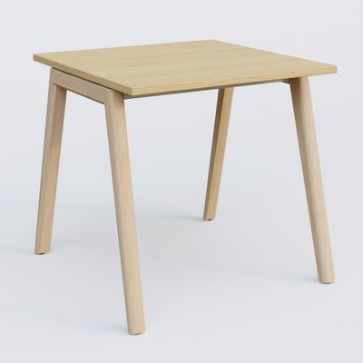 [Pas de famille] - [Pas de sous famille] - Bureau K9 piètement incliné en bois et plateau 80*80 cm. Plateau Chêne clair et pietement bois massif de hêtre.
