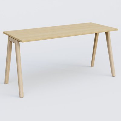 [Pas de famille] - [Pas de sous famille] - Bureau K9 piètement incliné en bois et plateau 160*70 cm. Plateau Chêne clair et pietement bois massif de hêtre.