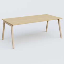 [Pas de famille] - [Pas de sous famille] - Bureau K9 piètement incliné en bois et plateau 200*100 cm. Plateau Chêne clair et pietement bois massif de hêtre.