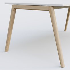 [Pas de famille] - [Pas de sous famille] - Bureau K9 piètement incliné en bois et plateau 200*100 cm. Plateau Blanc et pietement bois massif de hêtre.