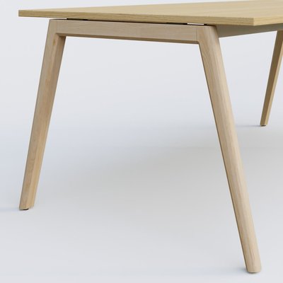 [Pas de famille] - [Pas de sous famille] - Bureau K9 piètement incliné en bois et plateau 200*100 cm. Plateau Chêne clair et pietement bois massif de hêtre.