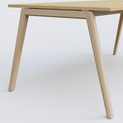 [Pas de famille] - [Pas de sous famille] - Bureau K9 piètement incliné en bois et plateau 200*100 cm. Plateau Chêne clair et pietement bois massif de hêtre.