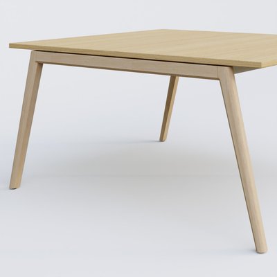 [Pas de famille] - [Pas de sous famille] - Bureau K9 piètement incliné en bois et plateau 140*145 cm. Plateau Chêne clair et pietement bois massif de hêtre.