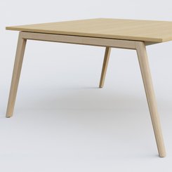 [Pas de famille] - [Pas de sous famille] - Bureau K9 piètement incliné en bois et plateau 140*145 cm. Plateau Chêne clair et pietement bois massif de hêtre.