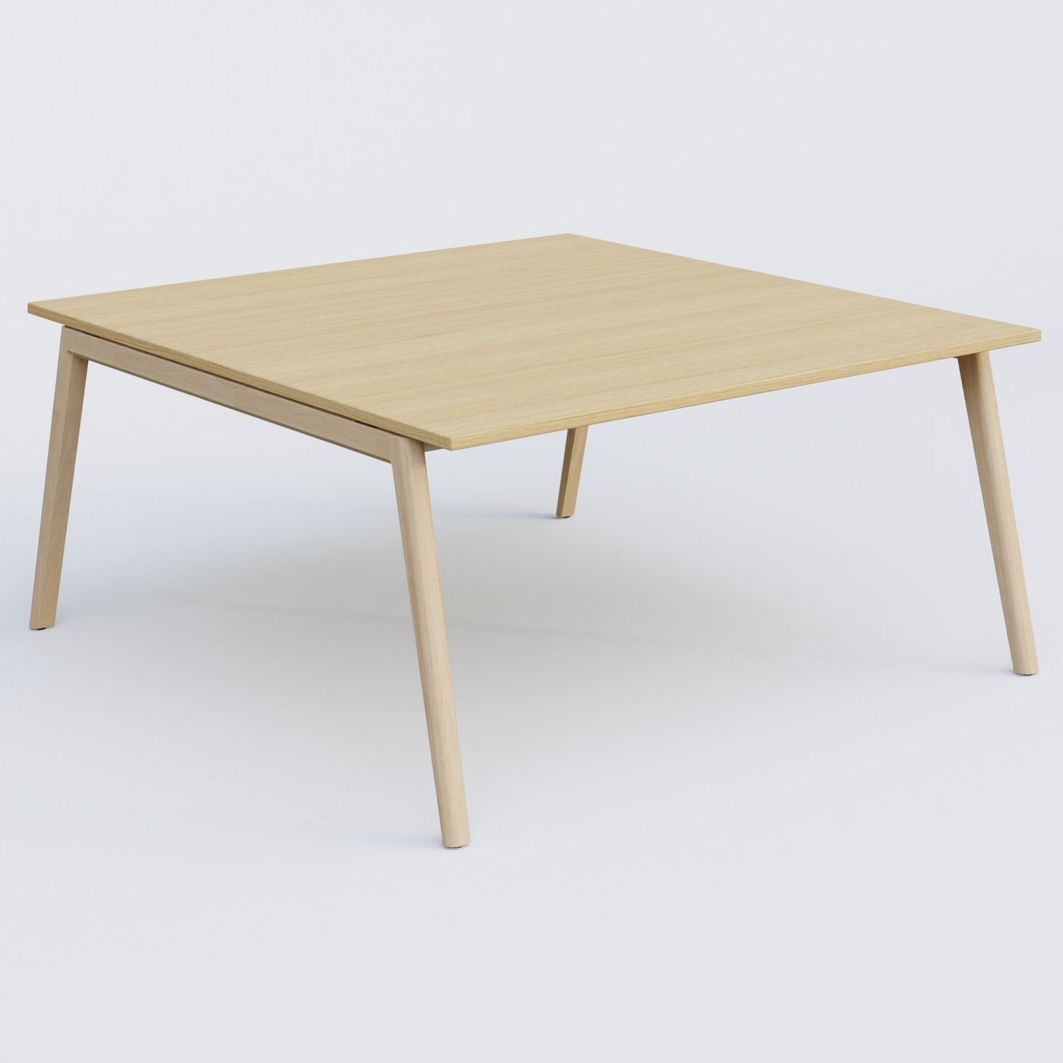 Bureau K9 piètement incliné en bois et plateau 160*165 cm. Plateau Chêne clair et pietement bois massif de hêtre.