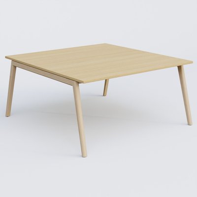 [Pas de famille] - [Pas de sous famille] - Bureau K9 piètement incliné en bois et plateau 160*165 cm. Plateau Chêne clair et pietement bois massif de hêtre.