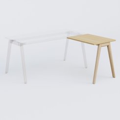 [Pas de famille] - [Pas de sous famille] - Extensions retour sur pied pour bureau K9 piètement incliné en bois et plateau 80*60 cm. Plateau Chêne clair et pietement bois massif de hêtre.