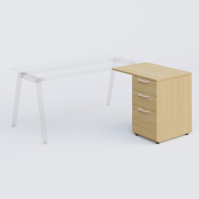 [Pas de famille] - [Pas de sous famille] - Extensions retour sur caisson 80*60 cm avec 3 tiroirs pour bureau K9. Plateau Chêne clair et caissonChêne clair.