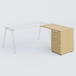 [Pas de famille] - [Pas de sous famille] - Extensions retour sur caisson 100*60 cm avec 3 tiroirs pour bureau K9. Plateau Chêne clair et caissonChêne clair.