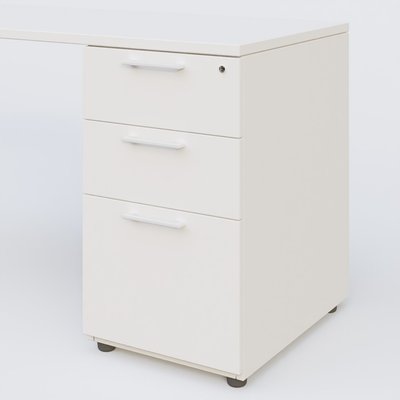 [Pas de famille] - [Pas de sous famille] - Extensions retour sur caisson 120*60 cm avec 3 tiroirs pour bureau K9. Plateau Blanc et caissonBlanc.