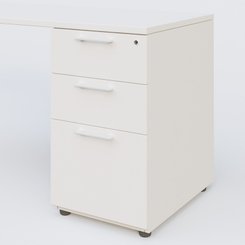 [Pas de famille] - [Pas de sous famille] - Extensions retour sur caisson 120*60 cm avec 3 tiroirs pour bureau K9. Plateau Blanc et caissonBlanc.