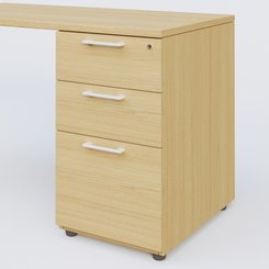 [Pas de famille] - [Pas de sous famille] - Extensions retour sur caisson 120*60 cm avec 3 tiroirs pour bureau K9. Plateau Chêne clair et caissonChêne clair.