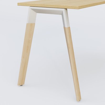 Gamme K8 Wood - Extensions - Plans droits - K8Wood Retour direct 80x60 sur pied -Finitions : Plateau : chêne /Piétements : Blanc / Hêtre (BW)