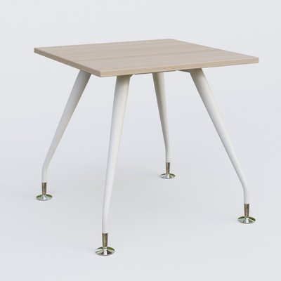 [Pas de famille] - [Pas de sous famille] - K5 plan droit 80*80 cm. Plateau Acacia et pietement Blanc avec base chromé.