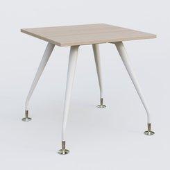 [Pas de famille] - [Pas de sous famille] - K5 plan droit 80*80 cm. Plateau Acacia et pietement Blanc avec base chromé.