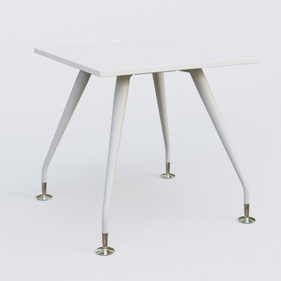 [Pas de famille] - [Pas de sous famille] - K5 plan droit 80*80 cm. Plateau Blanc et pietement Blanc avec base chromé.