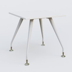 [Pas de famille] - [Pas de sous famille] - K5 plan droit 80*80 cm. Plateau Blanc et pietement Blanc avec base chromé.