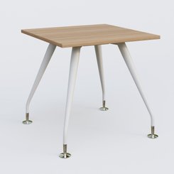 [Pas de famille] - [Pas de sous famille] - K5 plan droit 80*80 cm. Plateau Noyer et pietement Blanc avec base chromé.