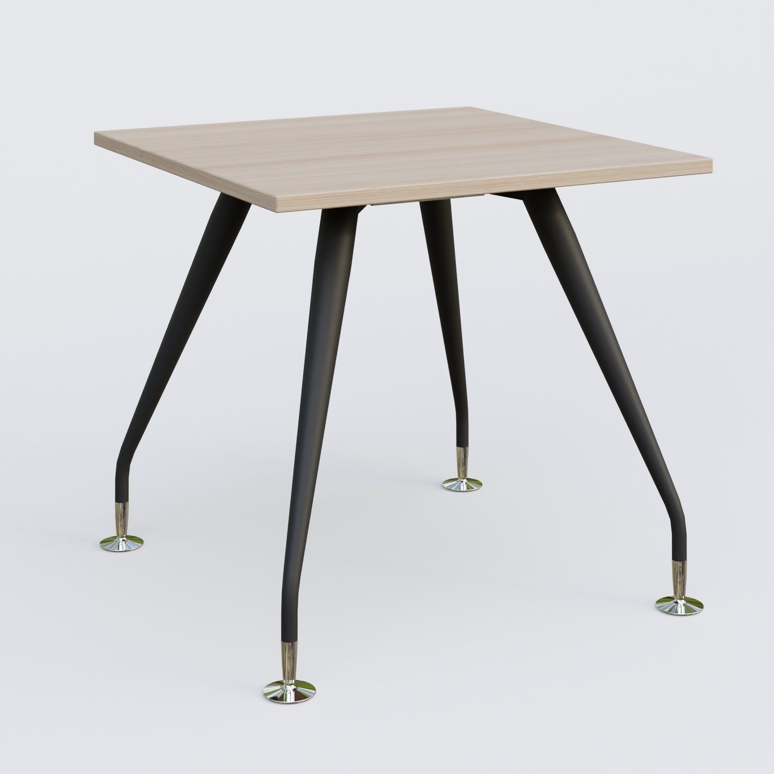 K5 plan droit 80*80 cm. Plateau Acacia et pietement Noir Mat avec base chromé.