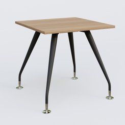 [Pas de famille] - [Pas de sous famille] - K5 plan droit 80*80 cm. Plateau Noyer et pietement Noir Mat avec base chromé.