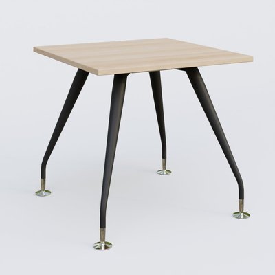 [Pas de famille] - [Pas de sous famille] - K5 plan droit 80*80 cm. Plateau Hêtre et pietement Noir Mat avec base chromé.