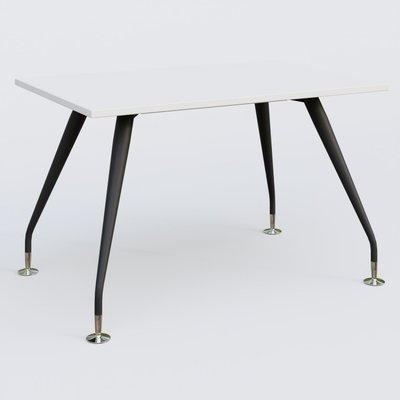 [Pas de famille] - [Pas de sous famille] - K5 plan droit 120*80 cm. Plateau Blanc et pietement Noir Mat avec base chromé.