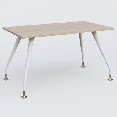 [Pas de famille] - [Pas de sous famille] - K5 plan droit 140*80 cm. Plateau Acacia et pietement Blanc avec base chromé.