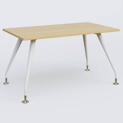 [Pas de famille] - [Pas de sous famille] - K5 plan droit 140*80 cm. Plateau Chêne clair et pietement Blanc avec base chromé.