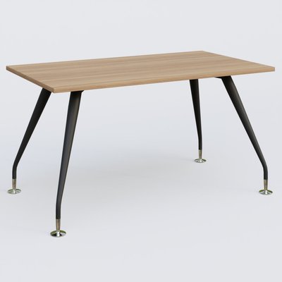 [Pas de famille] - [Pas de sous famille] - K5 plan droit 140*80 cm. Plateau Noyer et pietement Noir Mat avec base chromé.