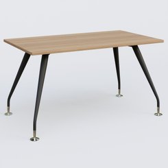 [Pas de famille] - [Pas de sous famille] - K5 plan droit 140*80 cm. Plateau Noyer et pietement Noir Mat avec base chromé.