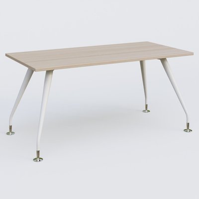 [Pas de famille] - [Pas de sous famille] - K5 plan droit 160*80 cm. Plateau Acacia et pietement Blanc avec base chromé.