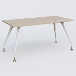 [Pas de famille] - [Pas de sous famille] - K5 plan droit 160*80 cm. Plateau Acacia et pietement Blanc avec base chromé.