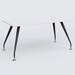 [Pas de famille] - [Pas de sous famille] - K5 plan droit 160*80 cm. Plateau Blanc et pietement Noir Mat avec base chromé.