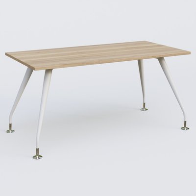 [Pas de famille] - [Pas de sous famille] - K5 plan droit 160*80 cm. Plateau Chêne naturel et pietement Blanc avec base chromé.