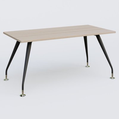 [Pas de famille] - [Pas de sous famille] - K5 plan droit 160*80 cm. Plateau Acacia et pietement Noir Mat avec base chromé.